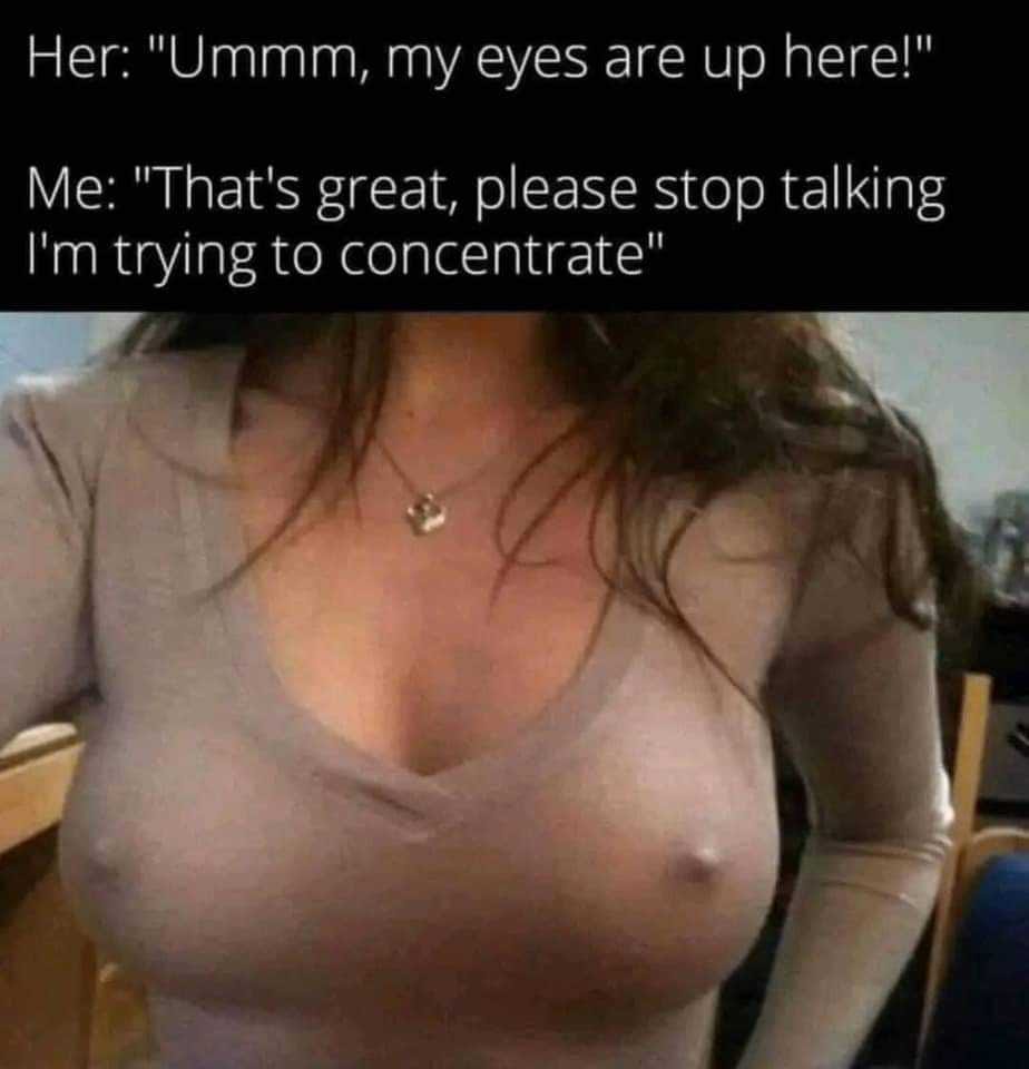 My Eyes Are Up Here - Erect Nipples Boobs Shirt
