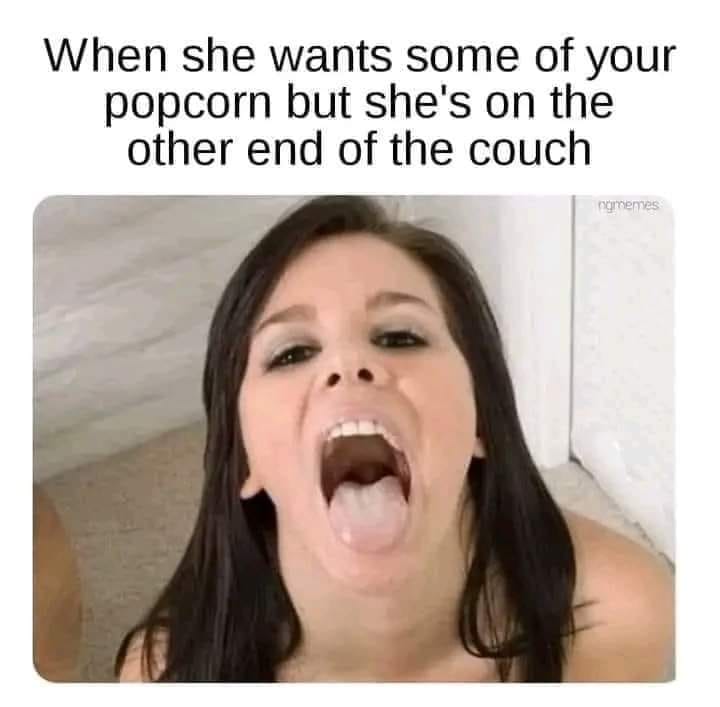 Open-eye tongue out cumshot popcorn meme