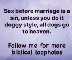 Sex Before Marriage Is Sin - biblical loopholes meme