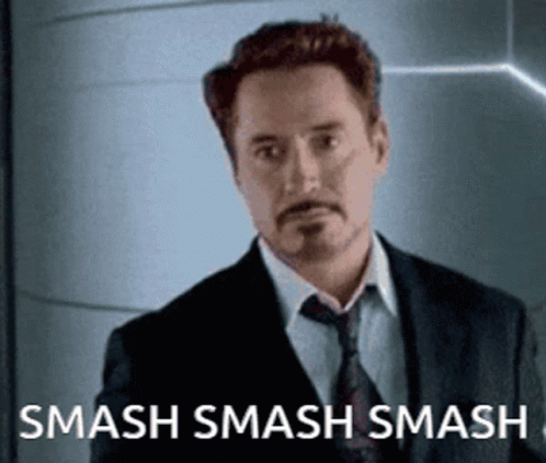 Smash Tony IronMan GIF