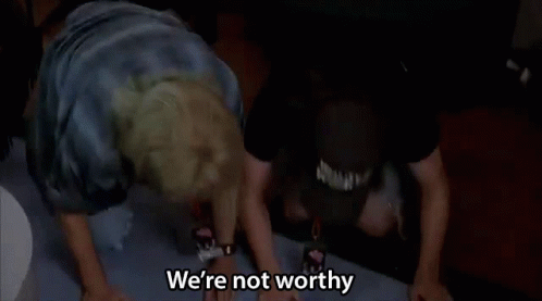 Wayne's World We're Not Worthy GIF