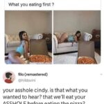 What You Eating First Cindy asshole or pizza meme