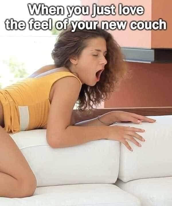 When you just love the feel of your new couch porn meme