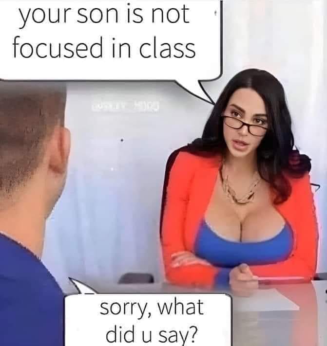 Your son is not focused in class - Big boobs teacher Amy Anderssen