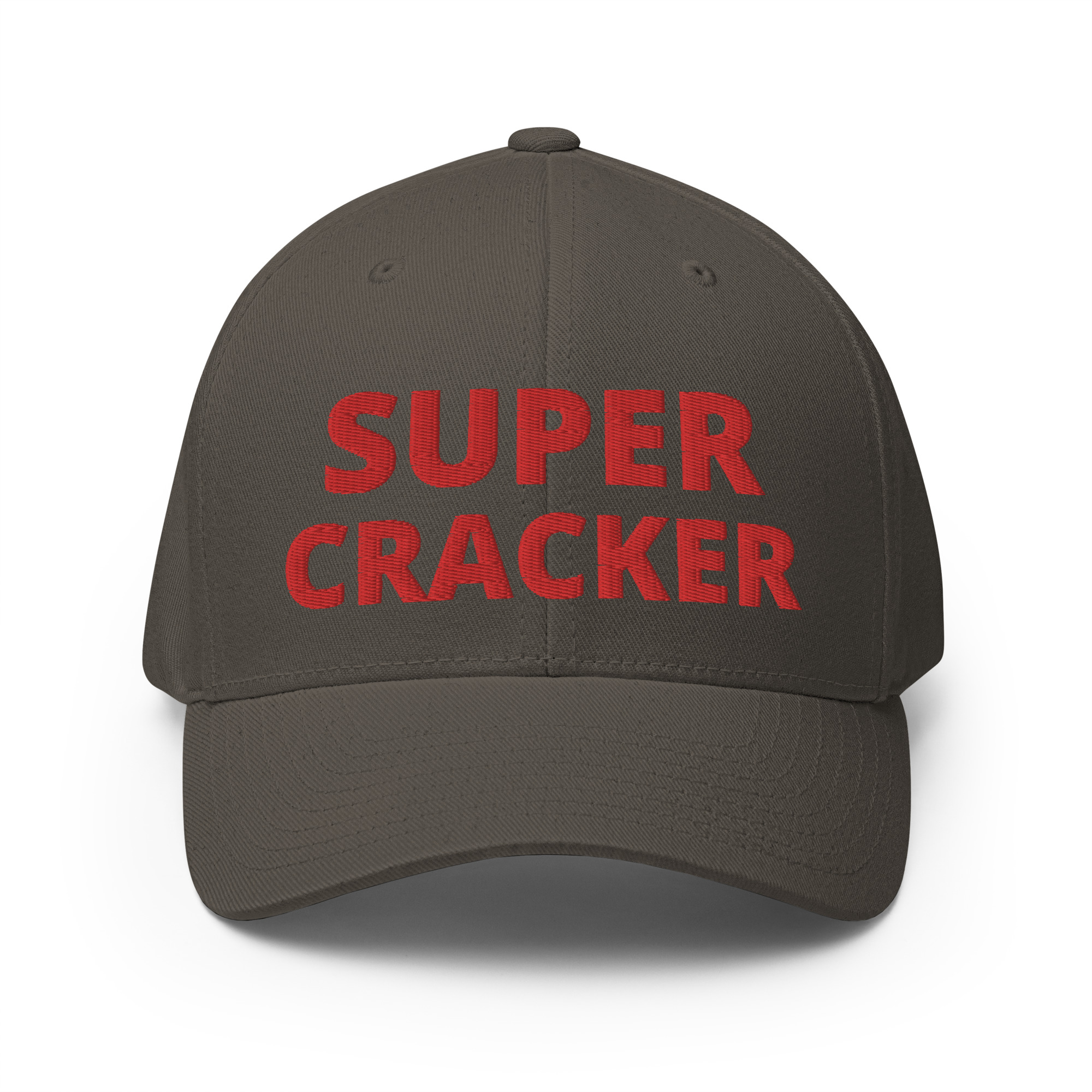 SUPER CRACKER (in full size red letters) Flexfit Baseball Cap - Image 8