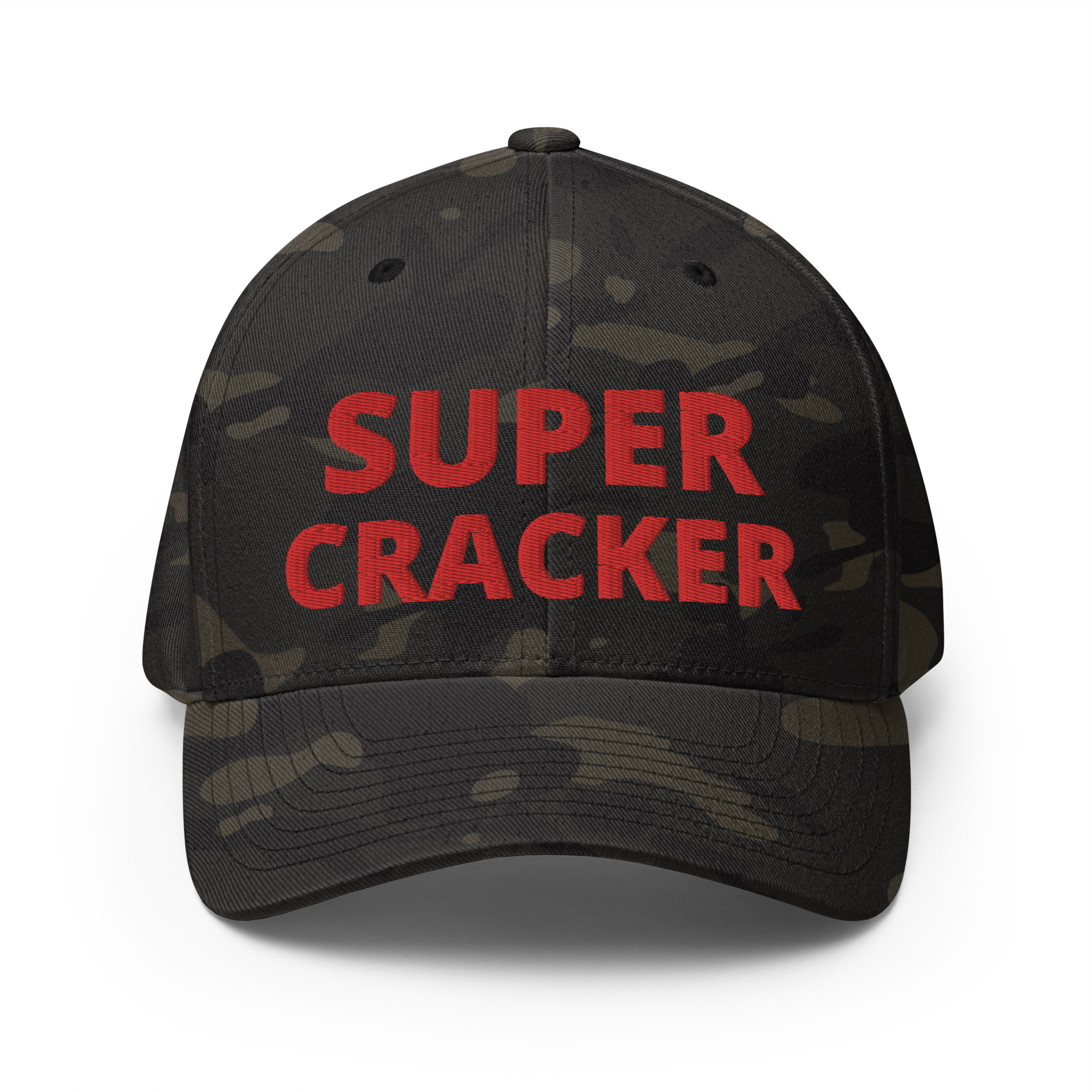 SUPER CRACKER (in full size red letters) Flexfit Baseball Cap - Image 4
