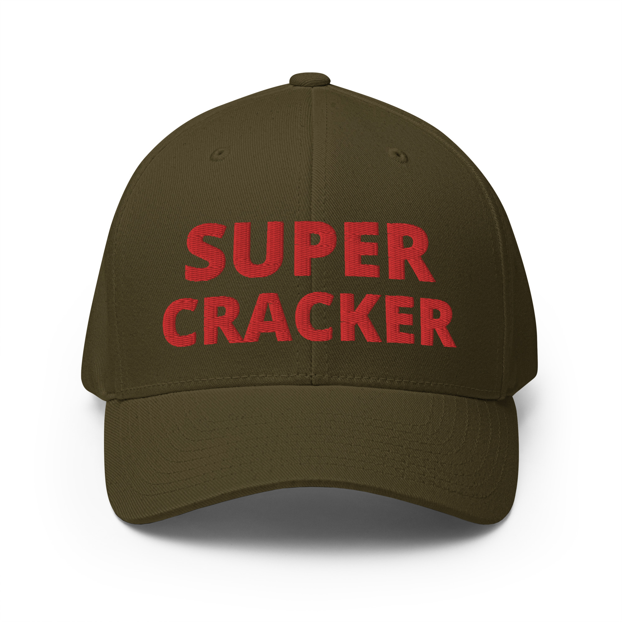 SUPER CRACKER (in full size red letters) Flexfit Baseball Cap - Image 7