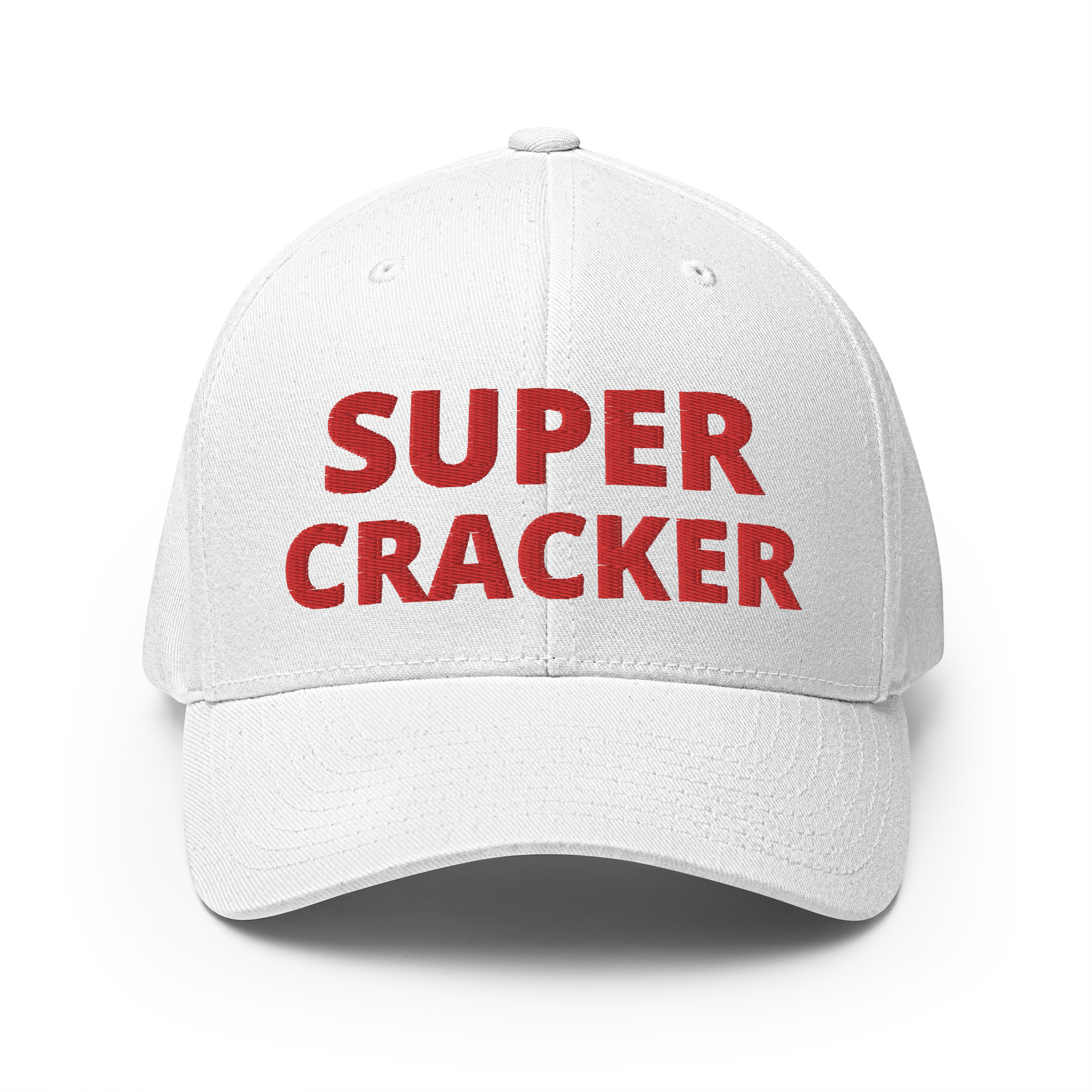 SUPER CRACKER (in full size red letters) Flexfit Baseball Cap - Image 11