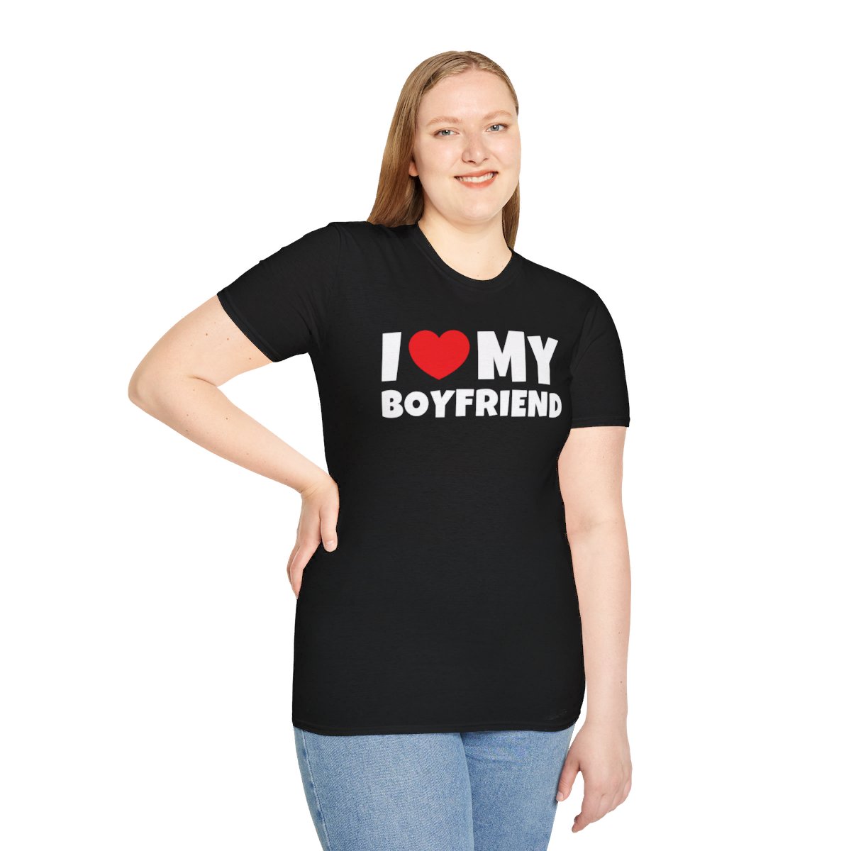 I LOVE MY BOYFRIEND (in white letters) T-Shirt - Image 3