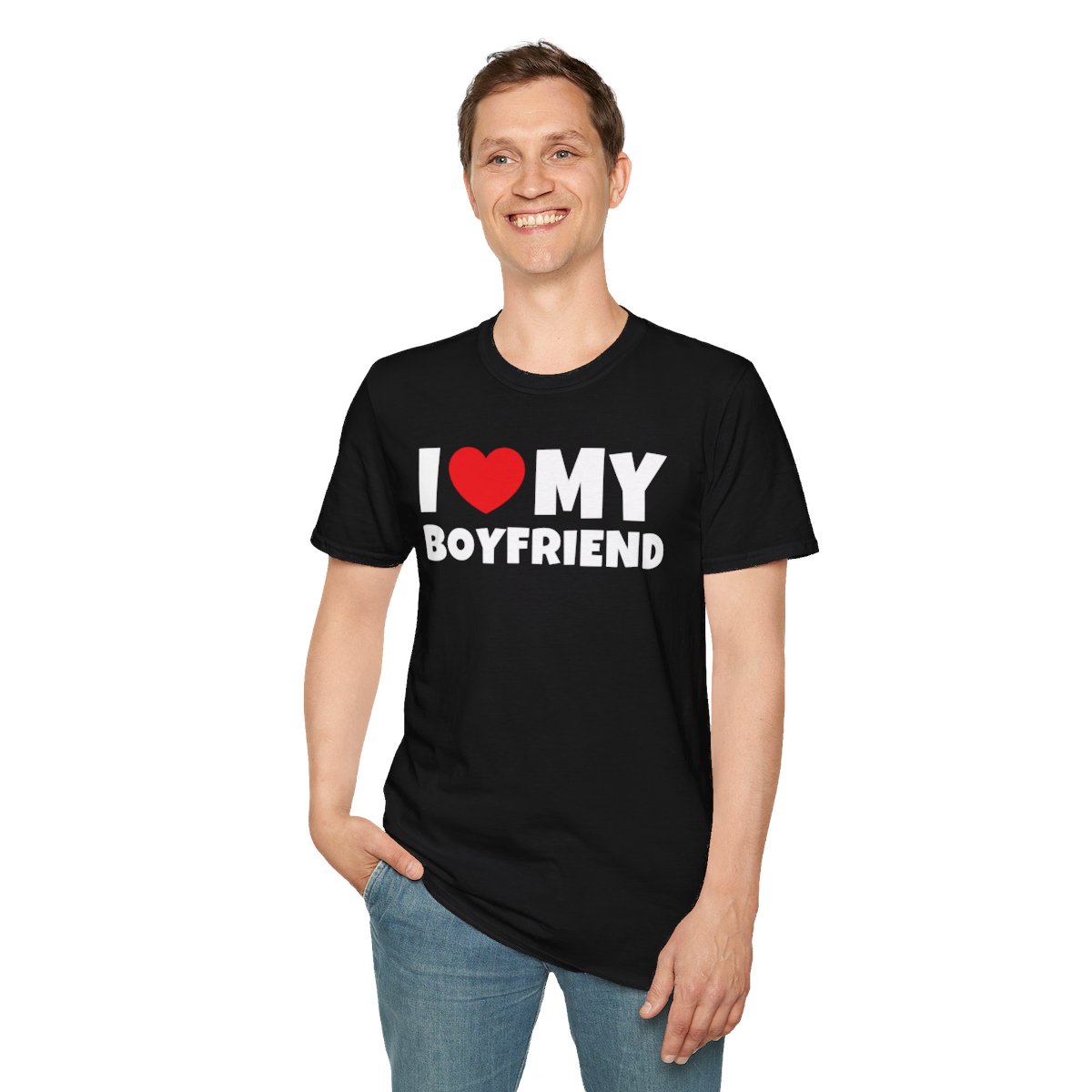 I LOVE MY BOYFRIEND (in white letters) T-Shirt - Image 4