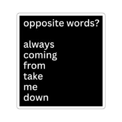 Opposite Words Always Coming From Take Me Down Sticker