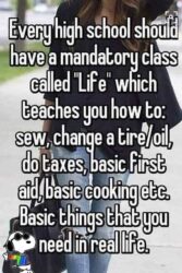 A mandatory class called 'Life' to teach basic things that you need in real life