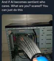 And if AI becomes sentient who cares What are you scared You can just do this