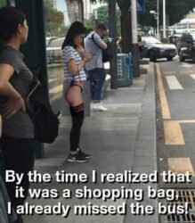 By the time I realized that it was a shopping bag, I already missed the bus