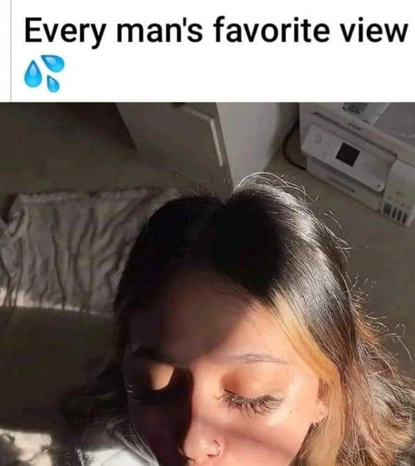 Every Man's Favorite View - On her knee for a blowjob