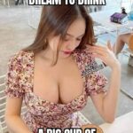 Every Men's Dream To Drink A Big Cup Of Coffee Everyday - Big Tits Babe