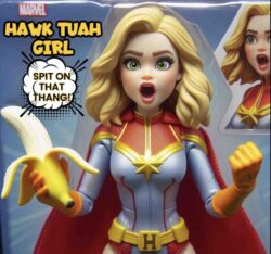 Hawk Tuah Girl superhero action figure