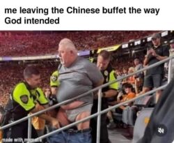 Me leaving the Chinese buffet the way God intended - Getting arrested pants down