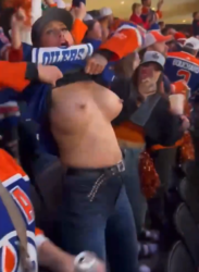 Oilers fan flashing her tits uncensored photos