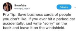 Save business cards of people you don't like