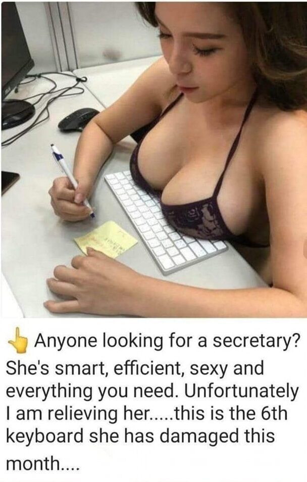 Sexy Secretary Damaging Keyboards With Her Huge Boobs