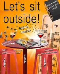 Eating Outside meme - Let's sit outside