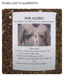 JOB ALERT The Yakuza are looking for new gang members