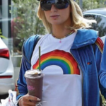 Paris Hilton rainbow shirt LGBTQ