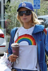 Paris Hilton rainbow shirt LGBTQ