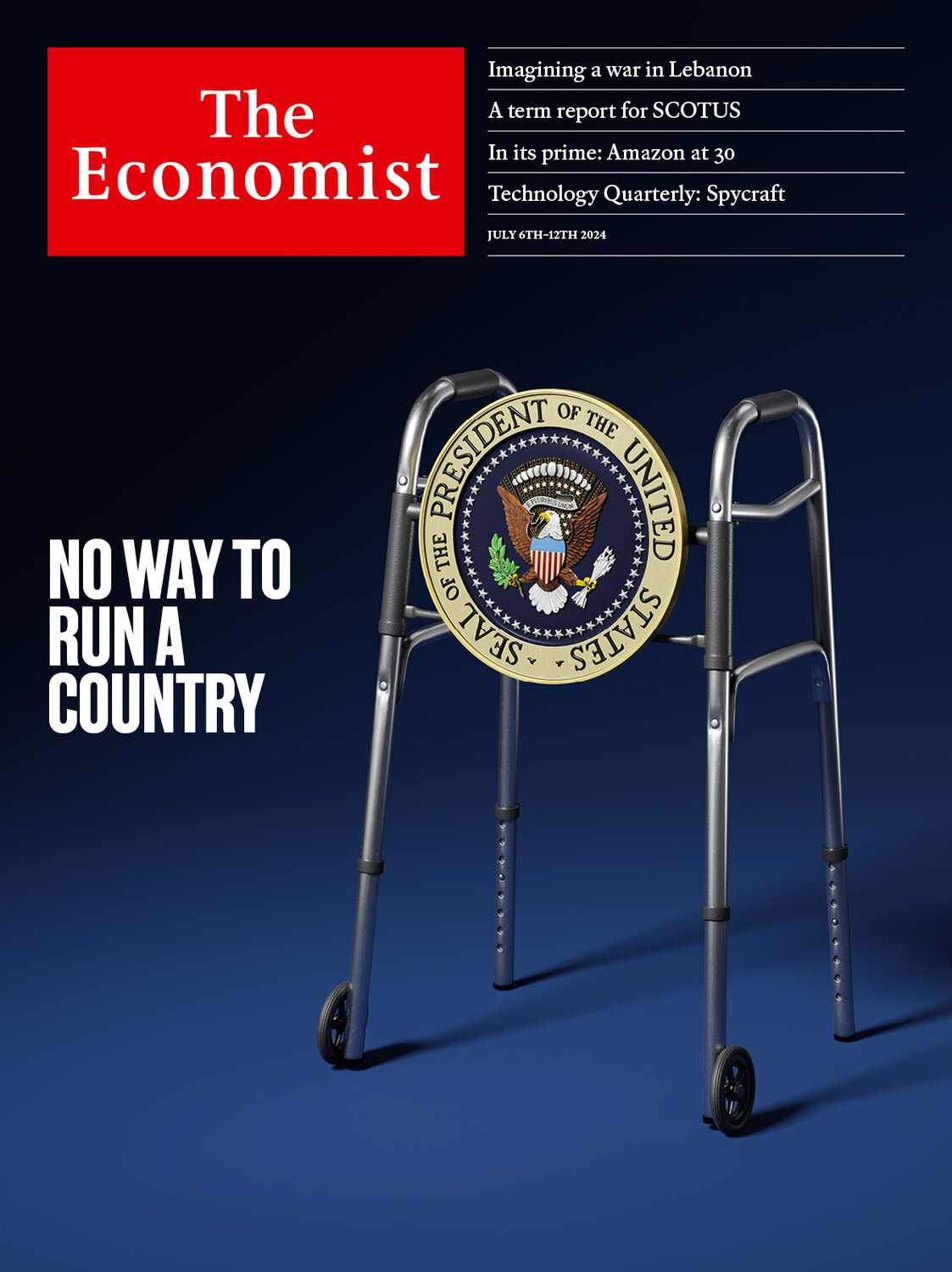 The Economist Joe Biden walker cover (No way to run a country)