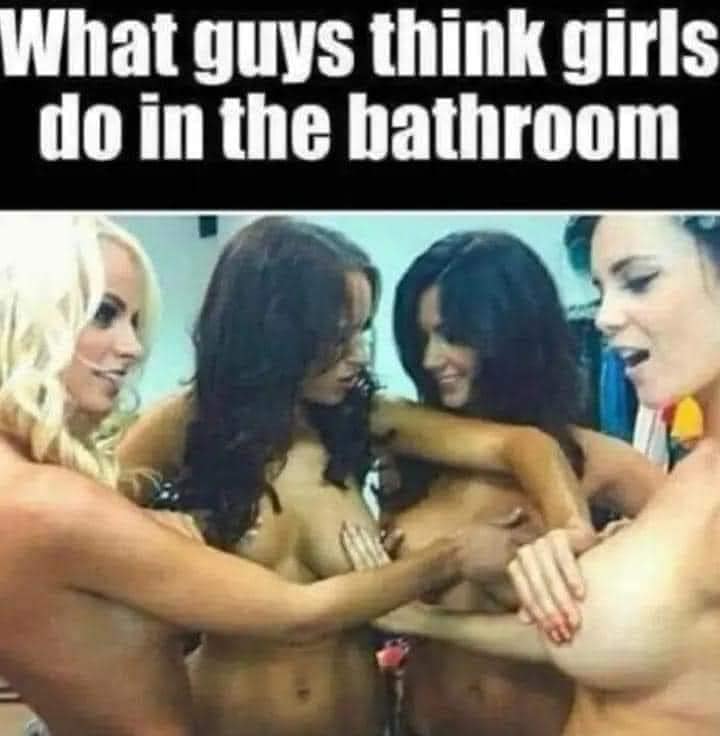 What guys think girls do in the bathroom meme