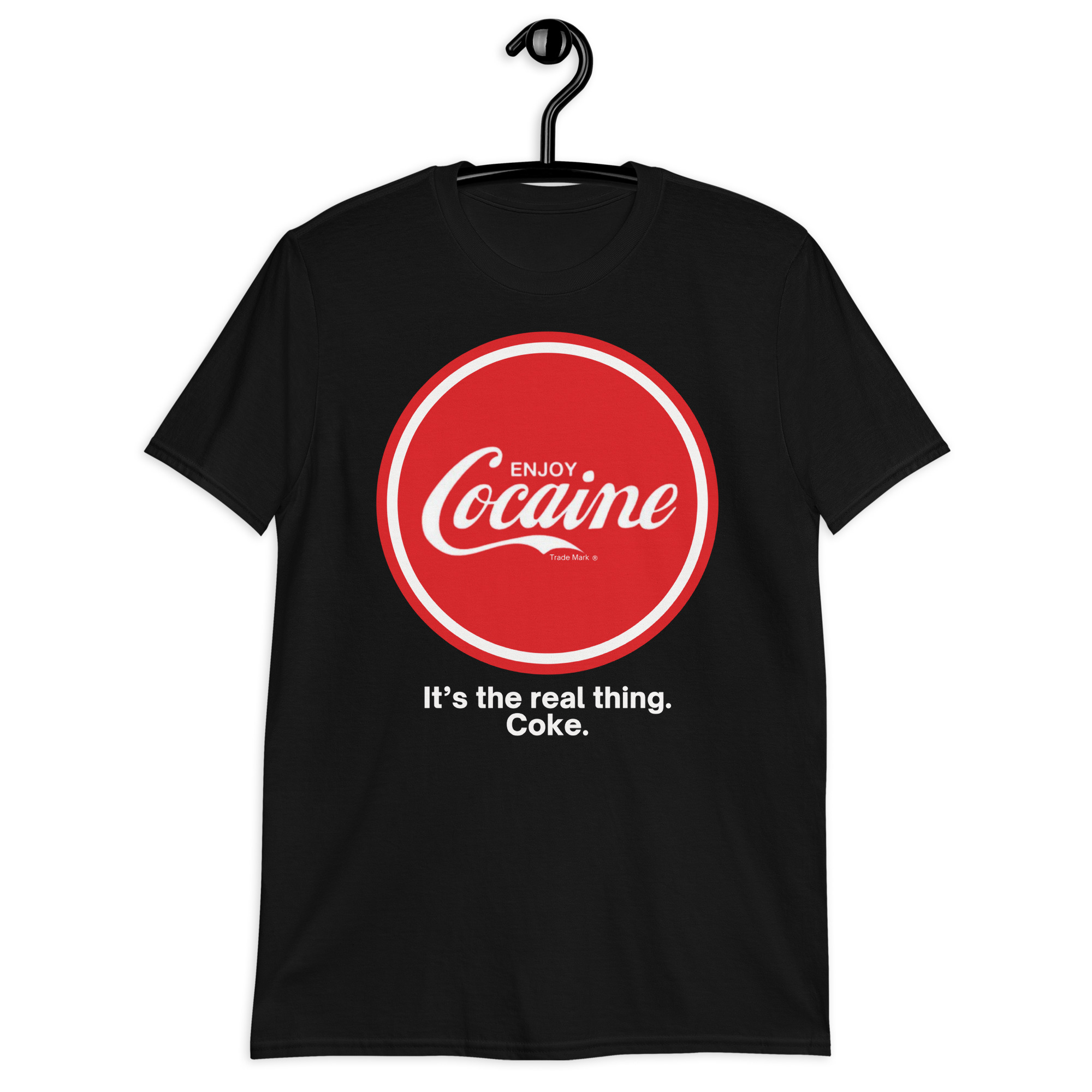 Enjoy Cocaine It’s the real thing Coke Black T-Shirt - Image 2