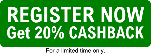 Register Now to Get 20% CashBack