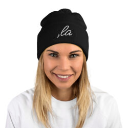 Alternative view of Comma-La ,la Kamala Harris Pom-Pom Beanie
