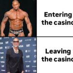 Batista entering the casino vs Batista leaving the casino