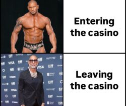 Batista entering the casino vs Batista leaving the casino
