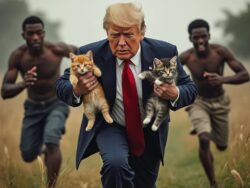 Donald Trump saving kittens from being eaten