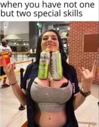 When you have not one but two special skills - boobs balancing