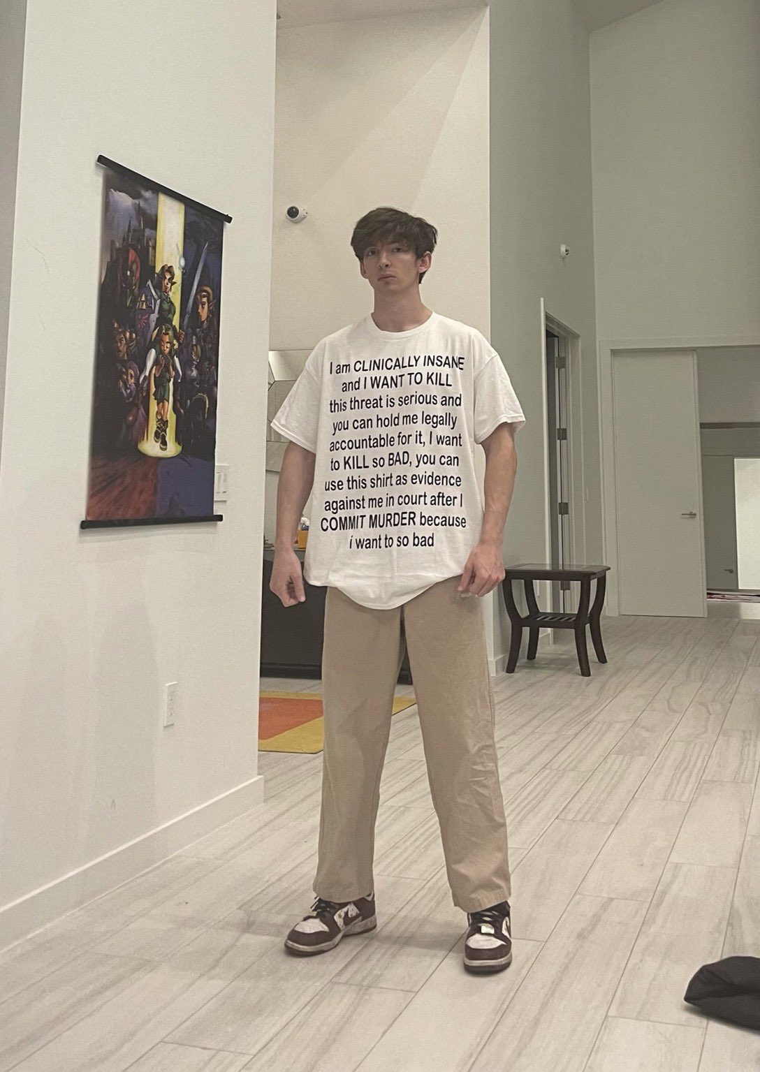 I am CLINICALLY INSANE and I WANT TO KILL this threat is serious and you can hold me legally accountable for it I want to KILL so BAD you can use this shirt as evidence against me in court after I COMMIT MURDER because i want to so bad
