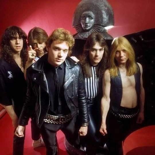 Iron Maiden 1980 band lineup. Dennis Stratton, Clive Burr, Paul Di'Anno, Steve Harris and Dave Murray