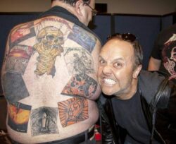 MetallicA album covers back tattoo with Lars Ulrich