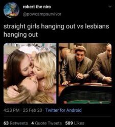 Straight girls hanging out vs lesbians hanging out