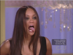Tyra Banks crazy tongue GIF