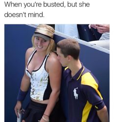 When you're busted but she doesn't mind (cleavage watch meme)
