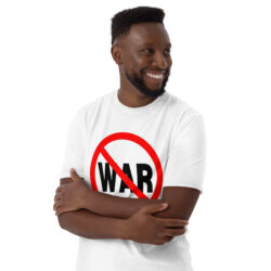 Alternative view of ASAP Rocky no war sign shirt