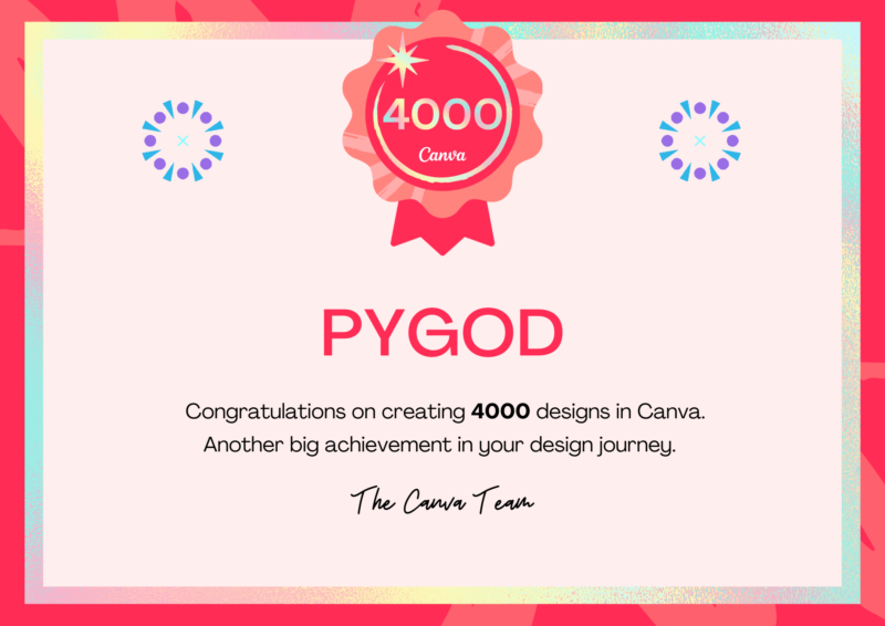 Canva 4000 Design Milestone Badge