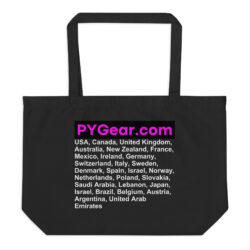 PYGear.com WorldWide Countries Large organic tote bag (Design on Both Sides)