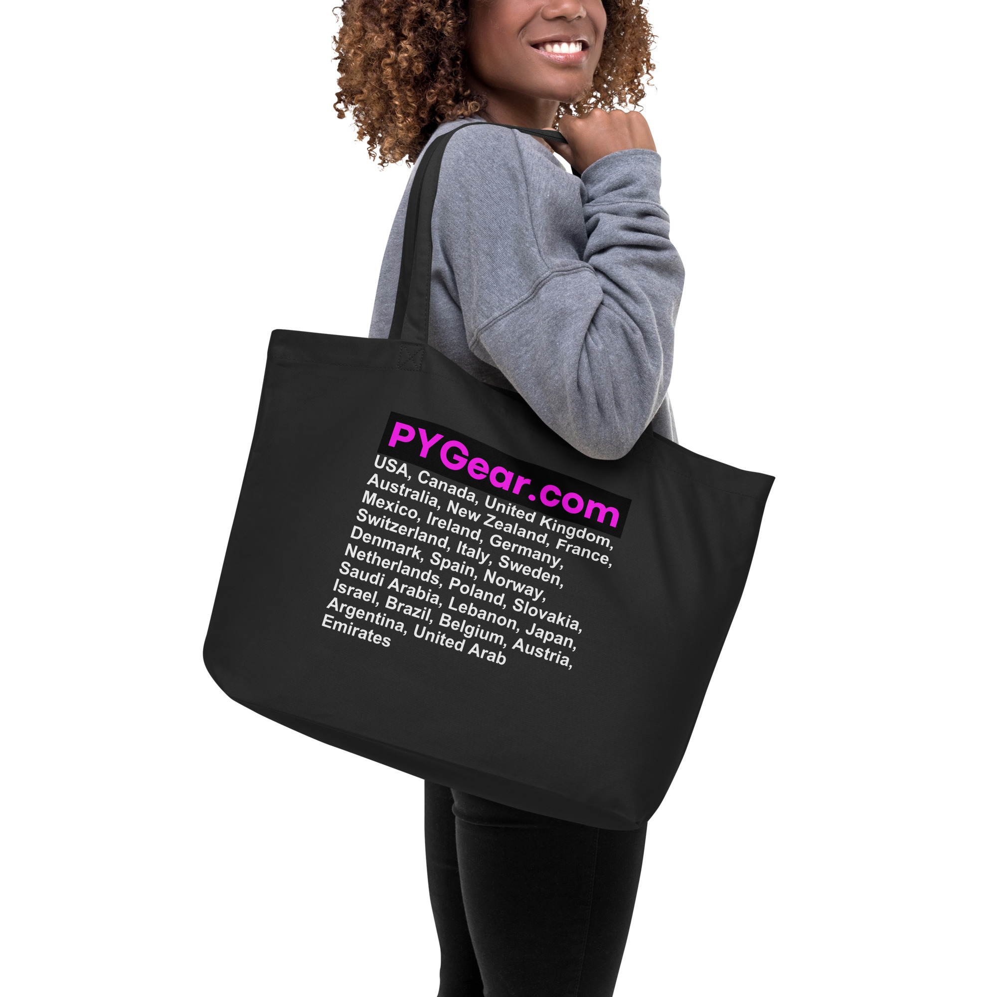 PYGear.com WorldWide Countries Large organic tote bag (Design on Both Sides) - Image 5