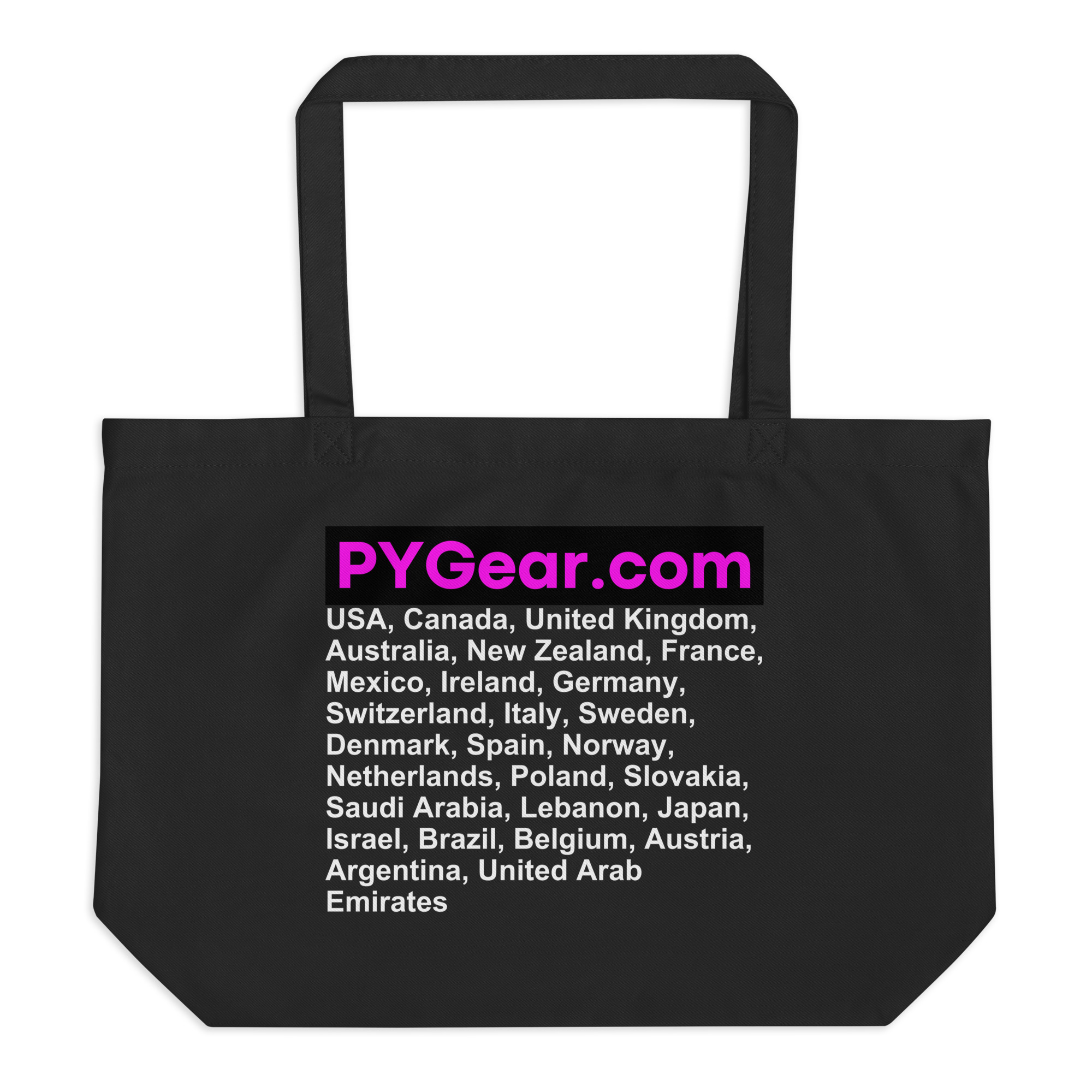 PYGear.com WorldWide Countries Large organic tote bag (Design on Both Sides) - Image 2