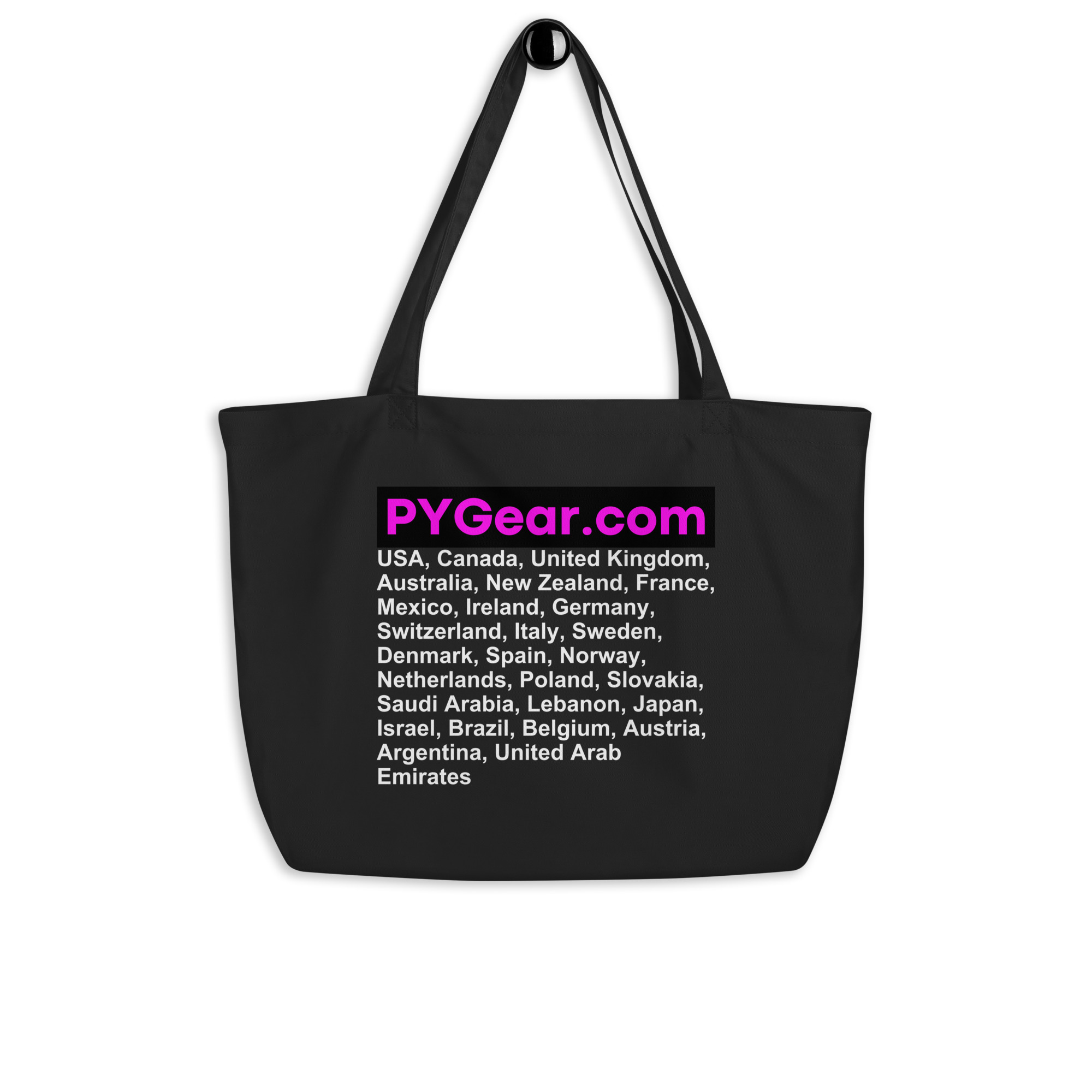 PYGear.com WorldWide Countries Large organic tote bag (Design on Both Sides) - Image 3